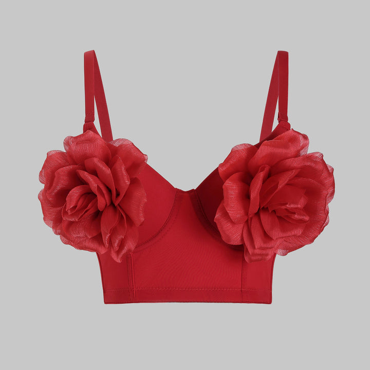 Vest Bra Outer Wear Boning Corset Sling Three Dimensional Red Large Floral Body Shaping Tops Outerwear