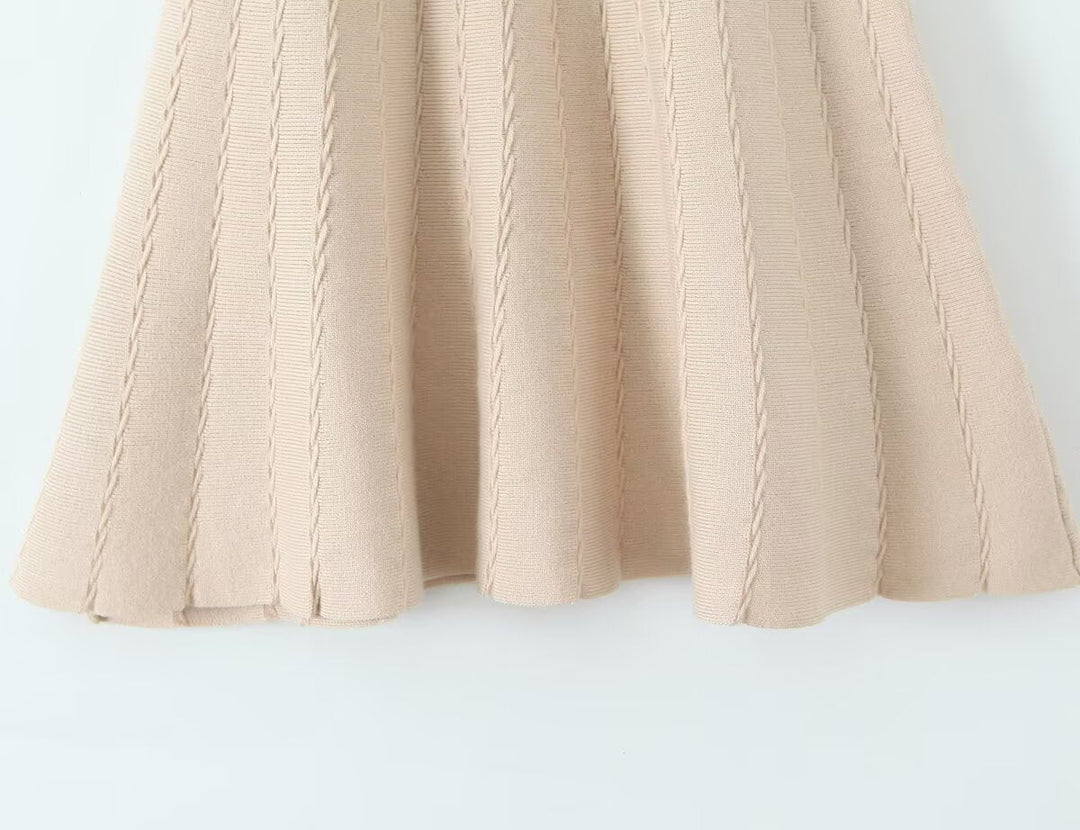 Knitted Cardigan Vest Dress Sets Women Modified Chest Waistline One Piece Long Sleeve Knitted Dress
