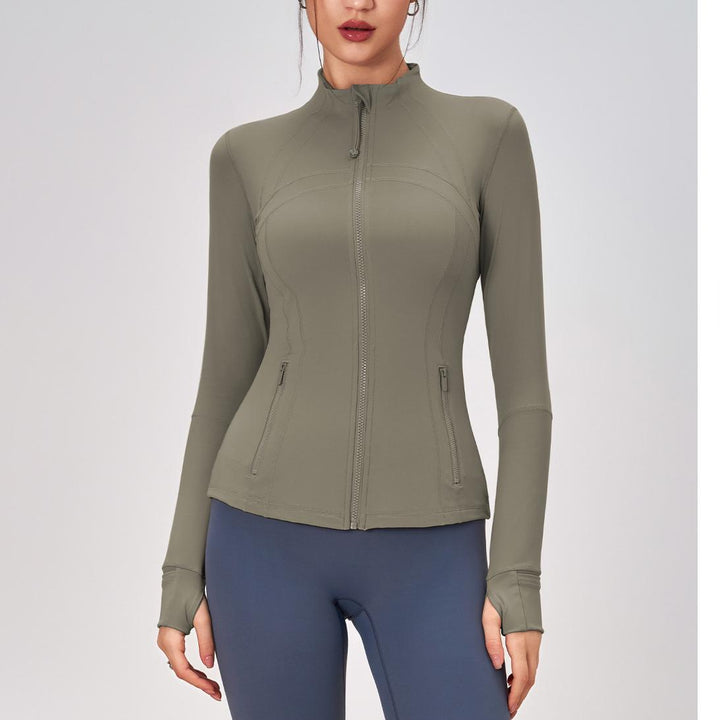 Sports Coat for Women Autumn Winter Zipped Stand Collar Slim Fit Sports Outdoor Long Sleeve Yoga Sports Women Coat Autumn