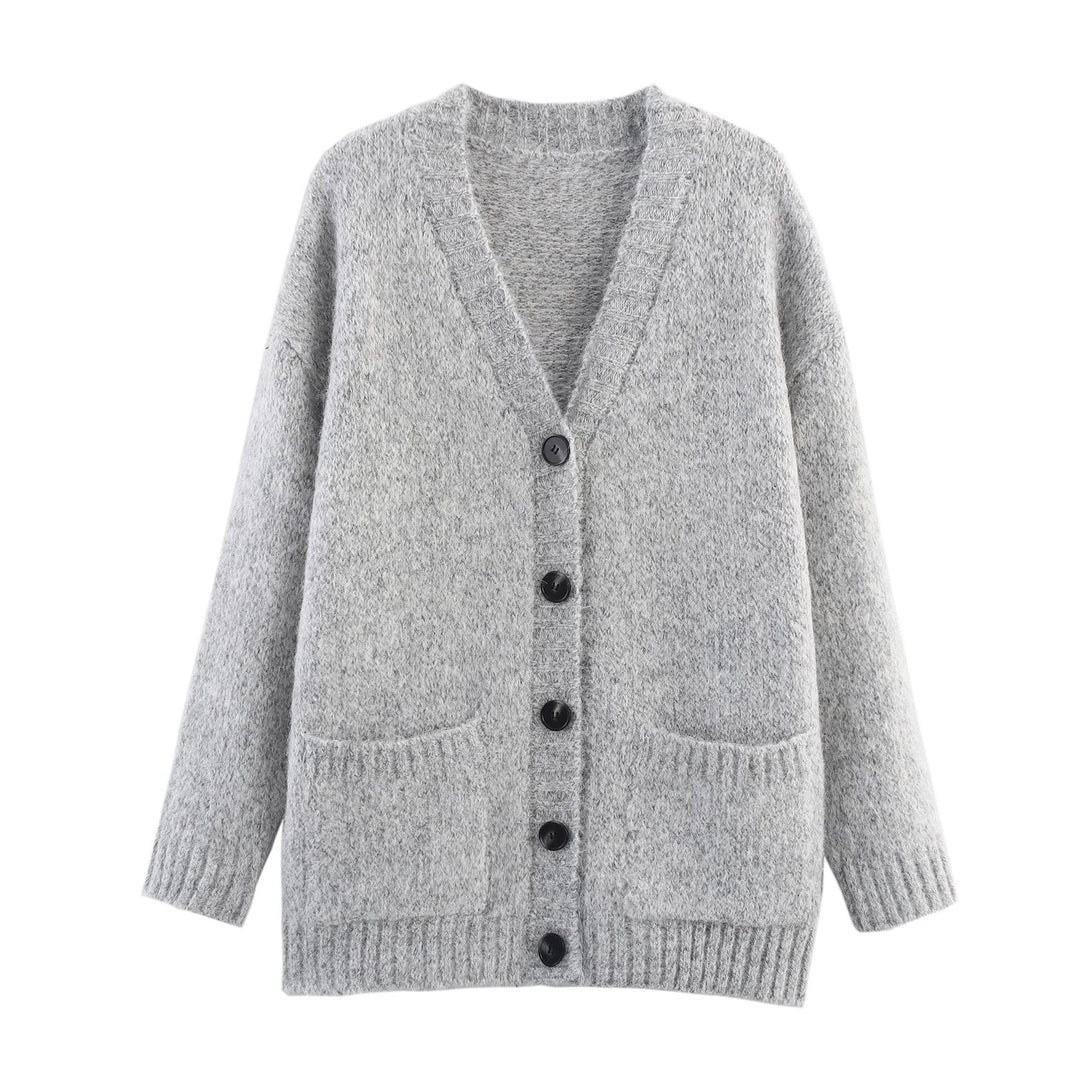 Women Clothing Autumn Lazy Autumn Winter Simplicity V neck Single Breasted Coat