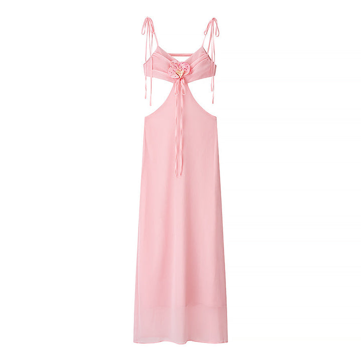 Women Clothing Summer Sexy Floral Decoration Cropped Outfit Sling Dress