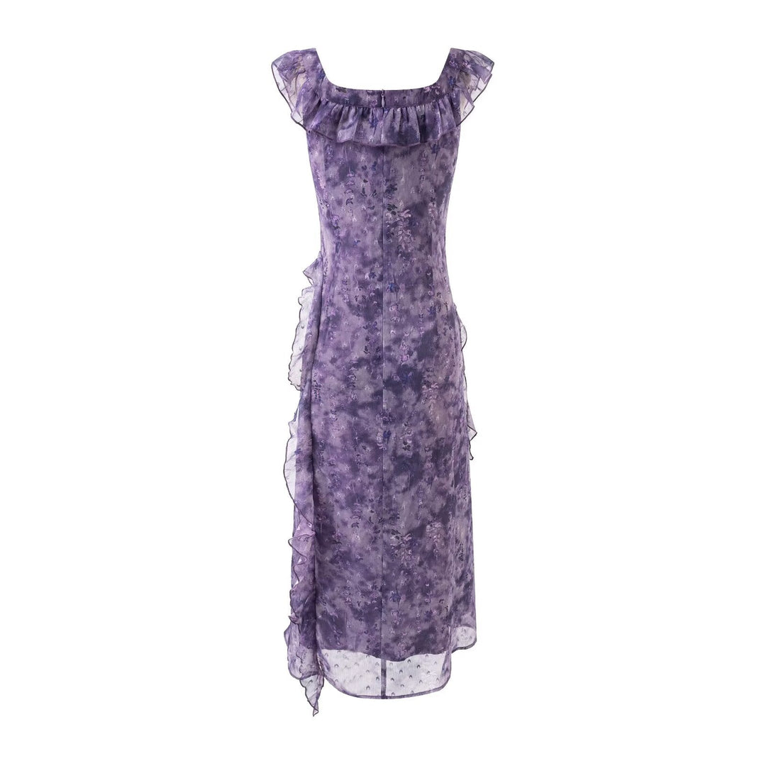 Summer Sexy Flying Sleeves Mesh Cinched Slimming Seaside Vacation Dress