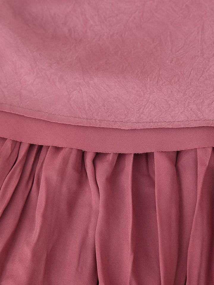 Women Summer Sleeveless Pleated Stitching Midi Dress