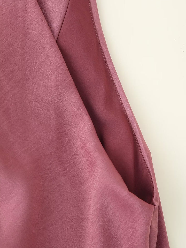Women Summer Sleeveless Pleated Stitching Midi Dress
