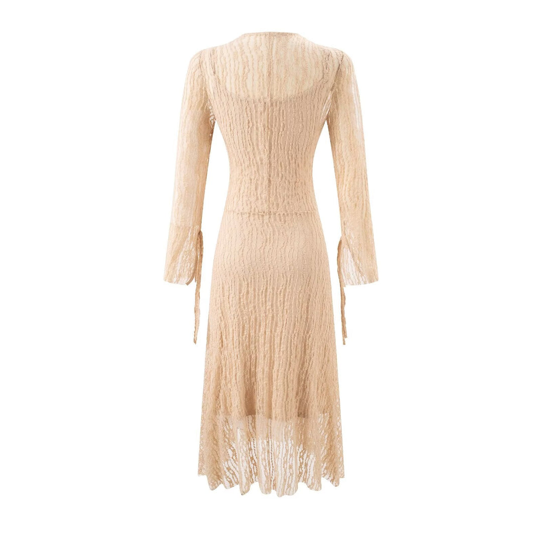 Summer Vintage Adult Woman Casual Drawstring Strap Flattering Figure Dress