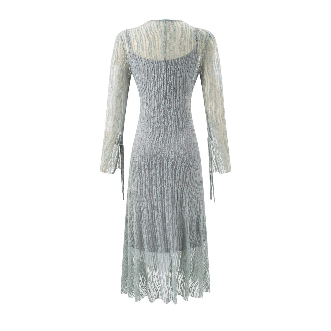 Summer Vintage Adult Woman Casual Drawstring Strap Flattering Figure Dress