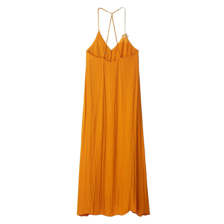 Women Clothing Accessories Satin Texture Midi Dress