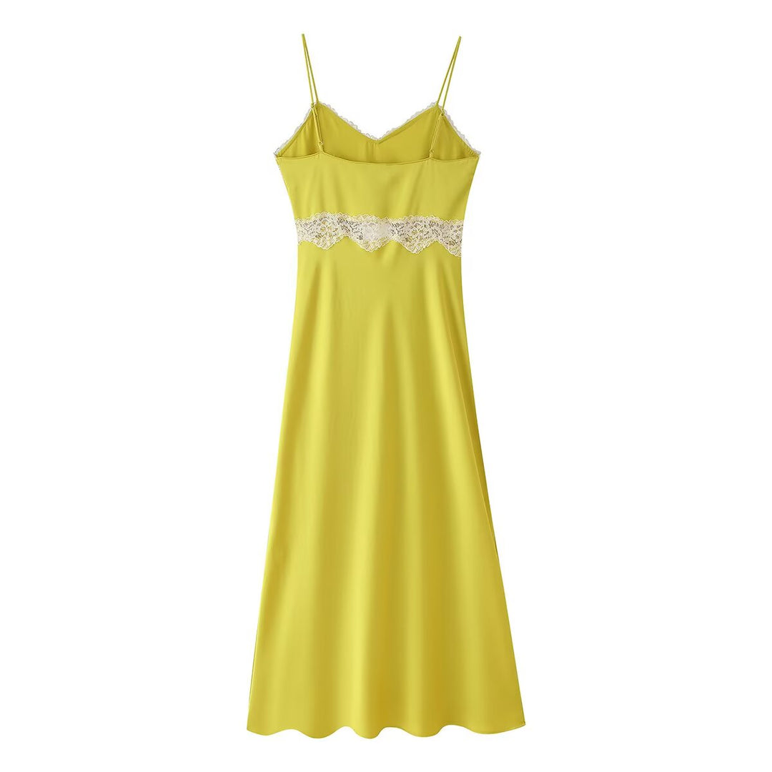 Women Clothing Summer Lace Sling Midi Dress