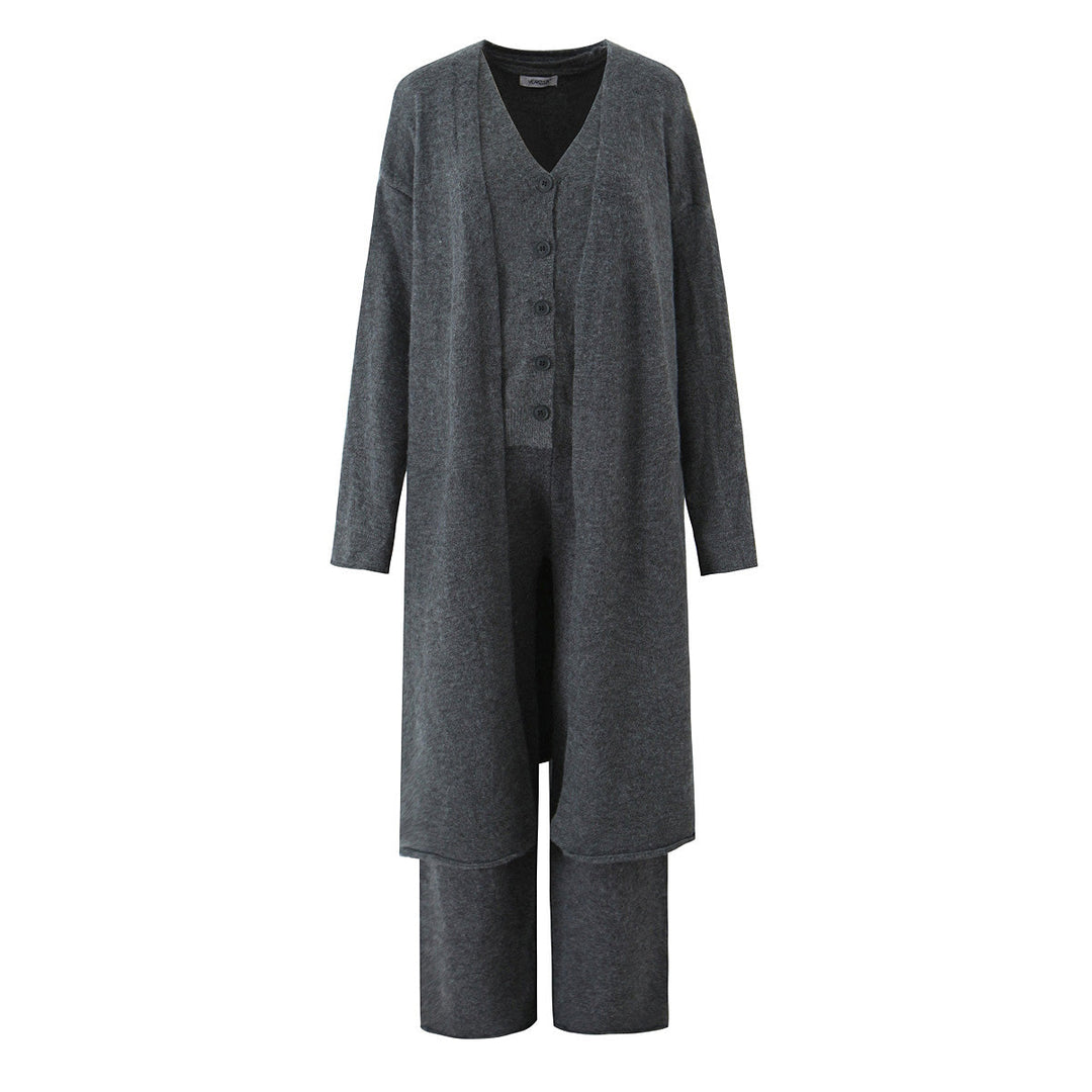 Sweater Cardigan for Women Loose Outer Wear Autumn Winter Long Sleeve below the Knee Knitted Three Piece Coat