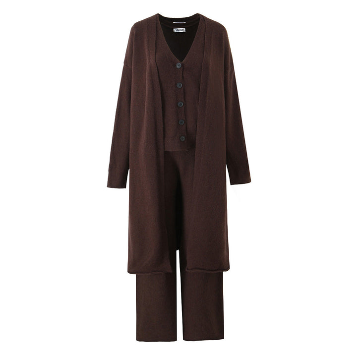 Sweater Cardigan for Women Loose Outer Wear Autumn Winter Long Sleeve below the Knee Knitted Three Piece Coat