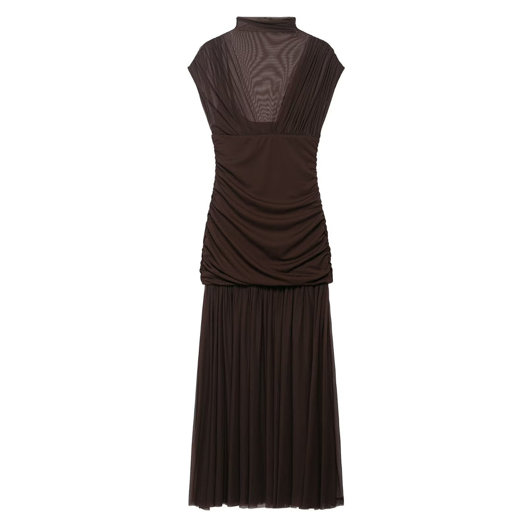 Summer Floral Ribbon Silk Net Stitching Dress