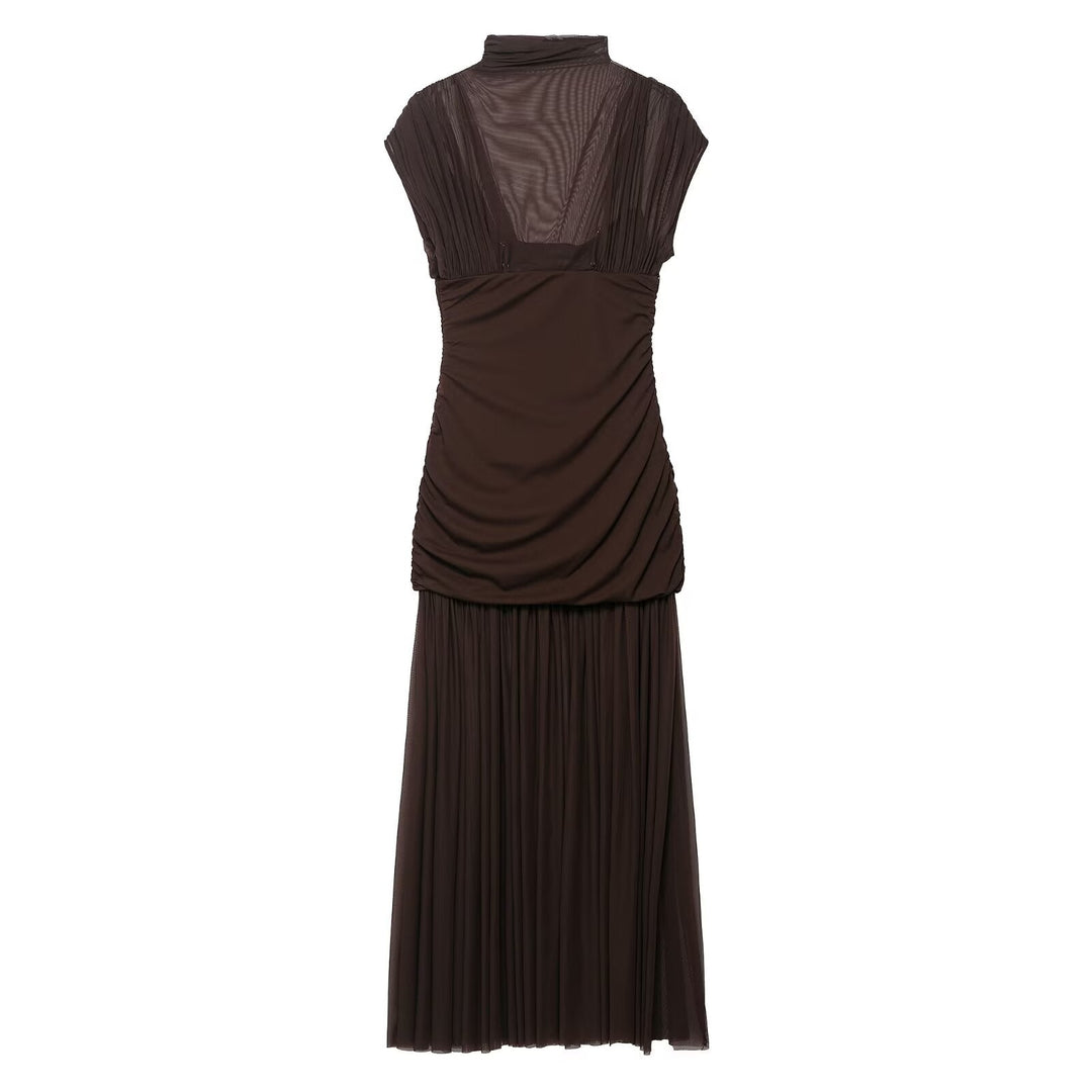 Summer Floral Ribbon Silk Net Stitching Dress
