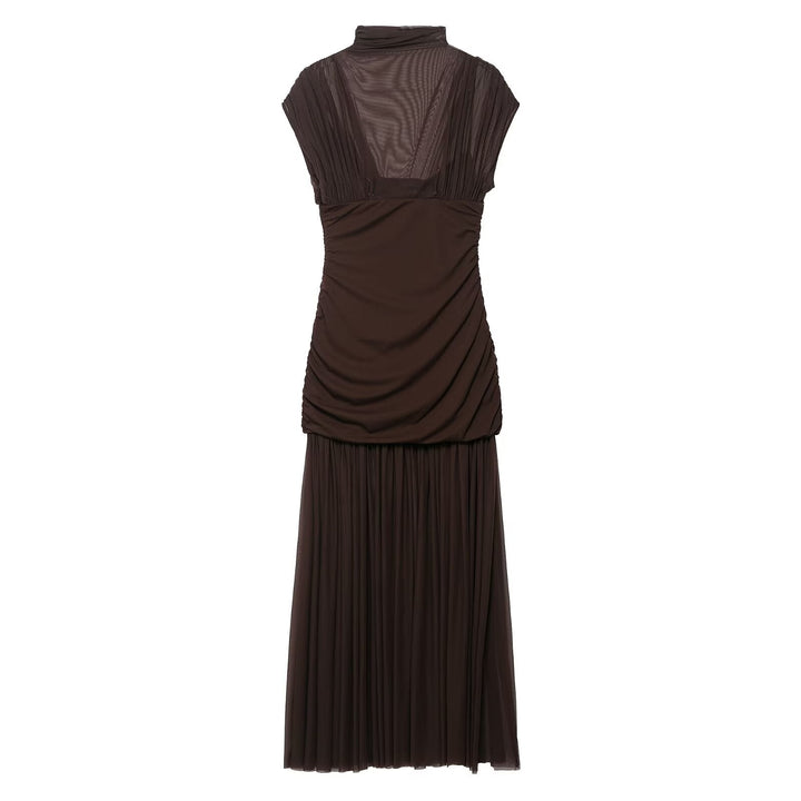 Summer Floral Ribbon Silk Net Stitching Dress