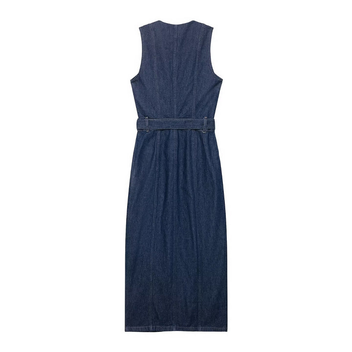 Women Wear Wild with Belt Denim Dress
