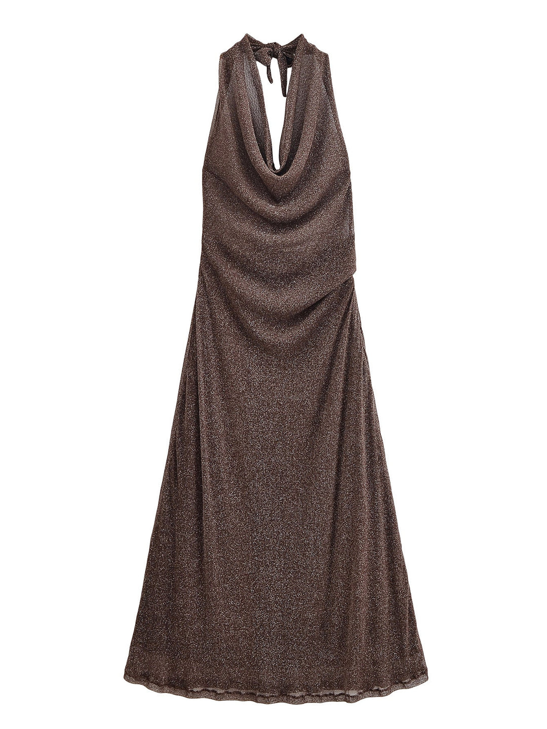 Women Clothing Autumn Backless Metallic Dress