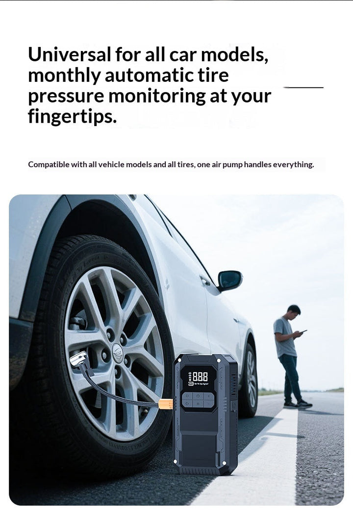 12V Car   Starter With Air Compressor, Portable Car Battery Booster Pack, Emergency Battery  Box Auto Tire Inflator All-in-One