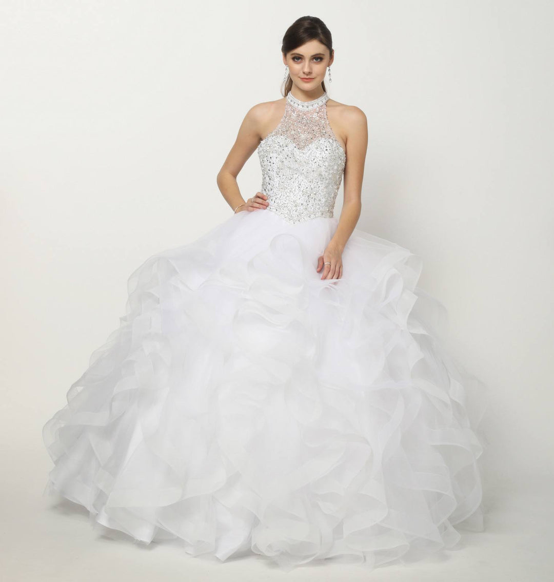 Juliet 1420 Crystal Beading Layered Tulle Skirt Quinceanera Dress