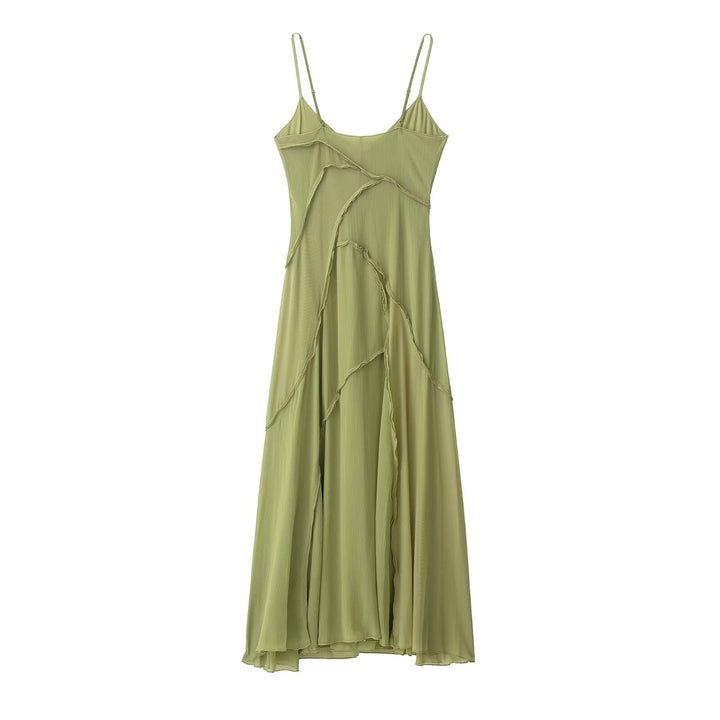 Women Clothing Draping Effect Stitching Dress