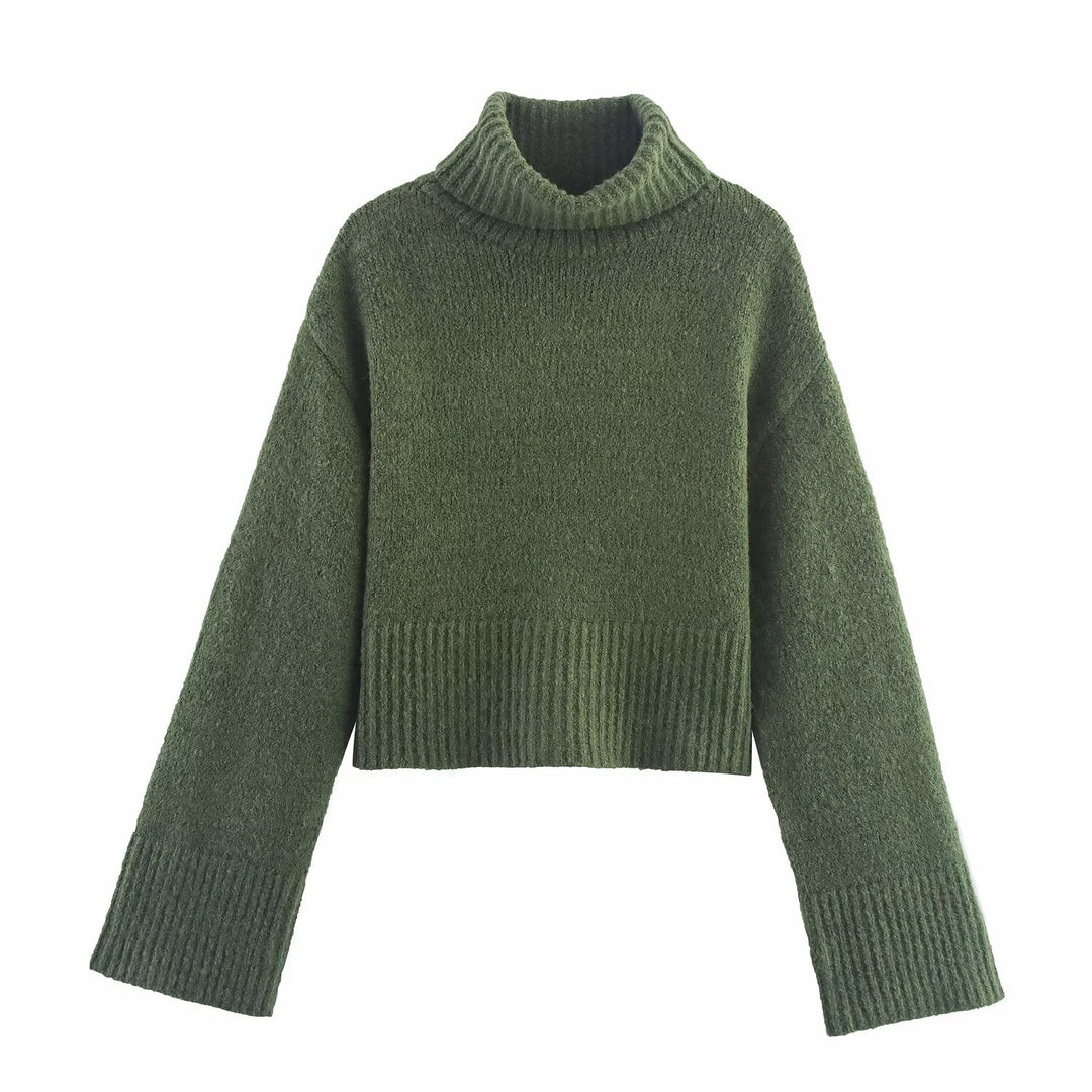 Women Clothing Winter Long Sleeve Stand Collar Basic Comfortable All Matching Sweater