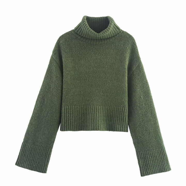 Women Clothing Winter Long Sleeve Stand Collar Basic Comfortable All Matching Sweater
