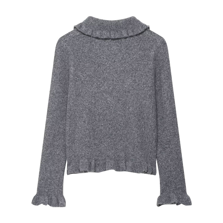 Early Autumn Women Clothing Commuting Solid Color Laminated Decoration Knitwear Coat