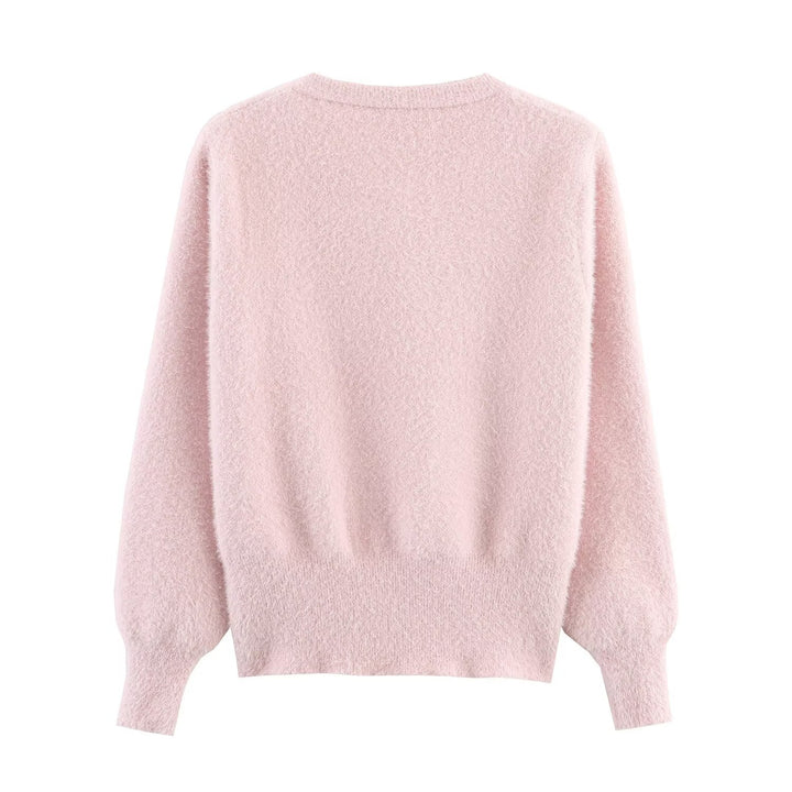 Women Clothing French Classic Chic Beaded Wool Three Dimensional Floral Knitted Imitation Mink Cardigan Coat