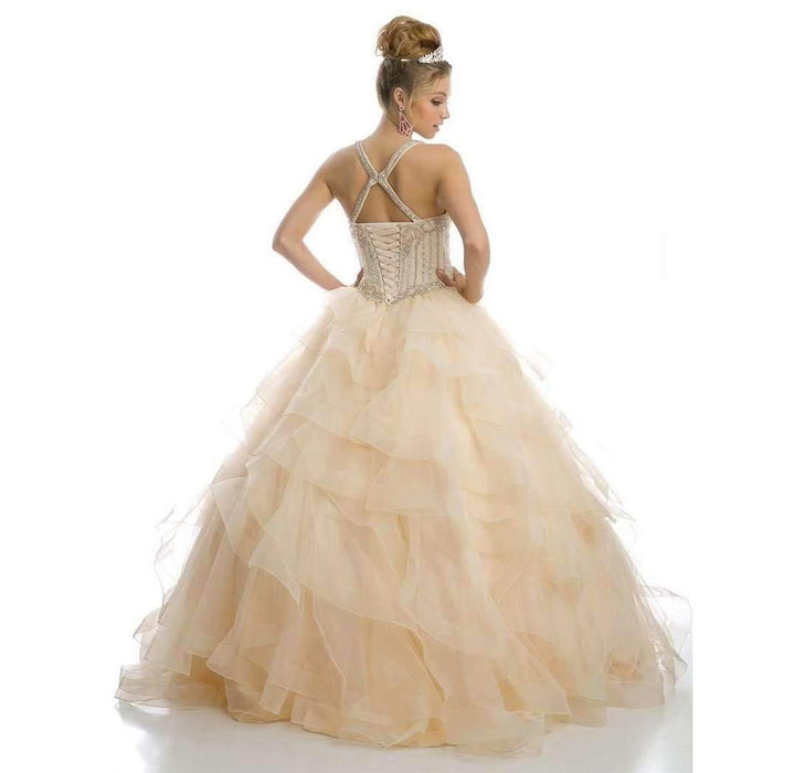 Juliet 1423 A-Line Princess Ball Gown Ruffled Tiered Tulle with Jacket