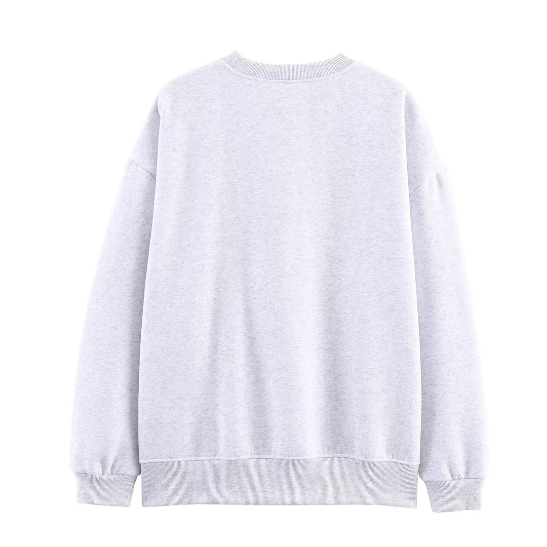 Women Clothing Autumn Loose Casual Vibrant Cartoon Print Sweatshirt