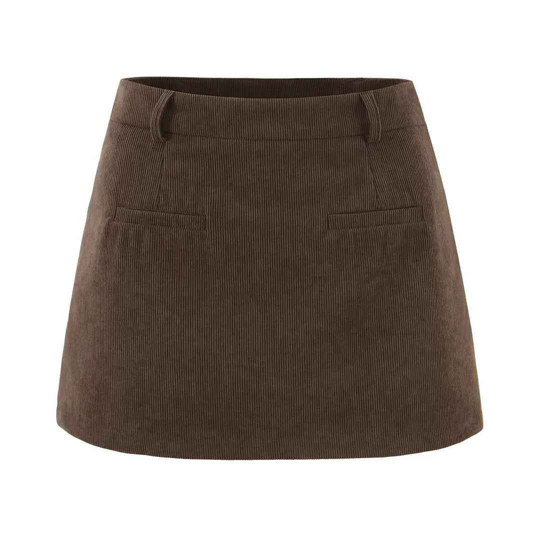 Autumn Retro Corduroy Sexy High Waist Hip with Safety Pants Skirt