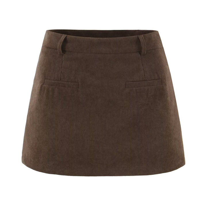 Autumn Retro Corduroy Sexy High Waist Hip with Safety Pants Skirt