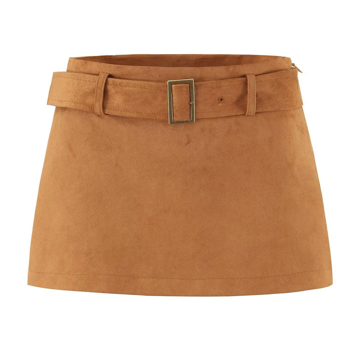 Autumn Vintage Belt Slim Fit Sheath A line Skirt with Safety Pants Skirt