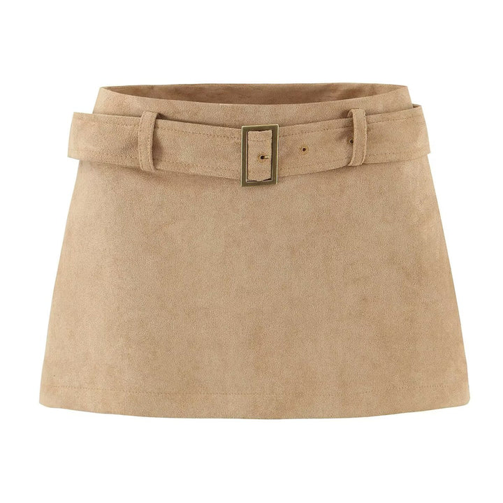 Autumn Vintage Belt Slim Fit Sheath A line Skirt with Safety Pants Skirt