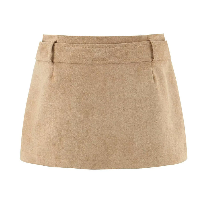 Autumn Vintage Belt Slim Fit Sheath A line Skirt with Safety Pants Skirt
