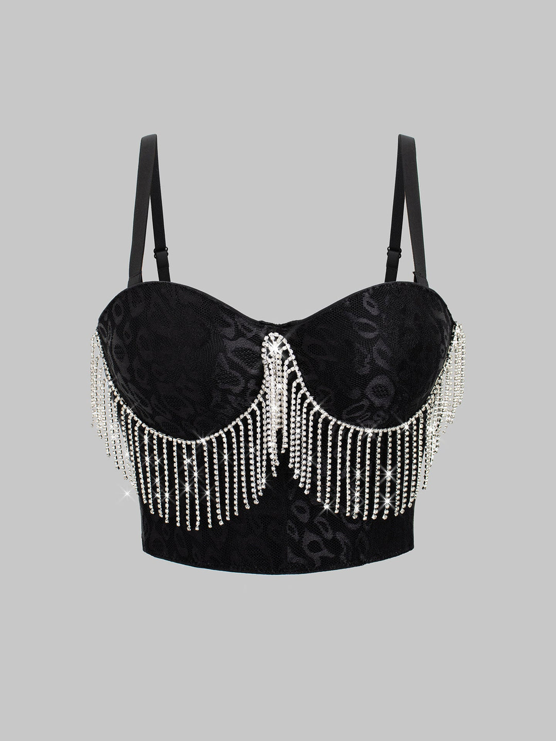 Sexy Belly Dance Costume Diamond Embedded Tassel Suspender Vest Outer Wear Slimming Boning Corset Wrapped Chest