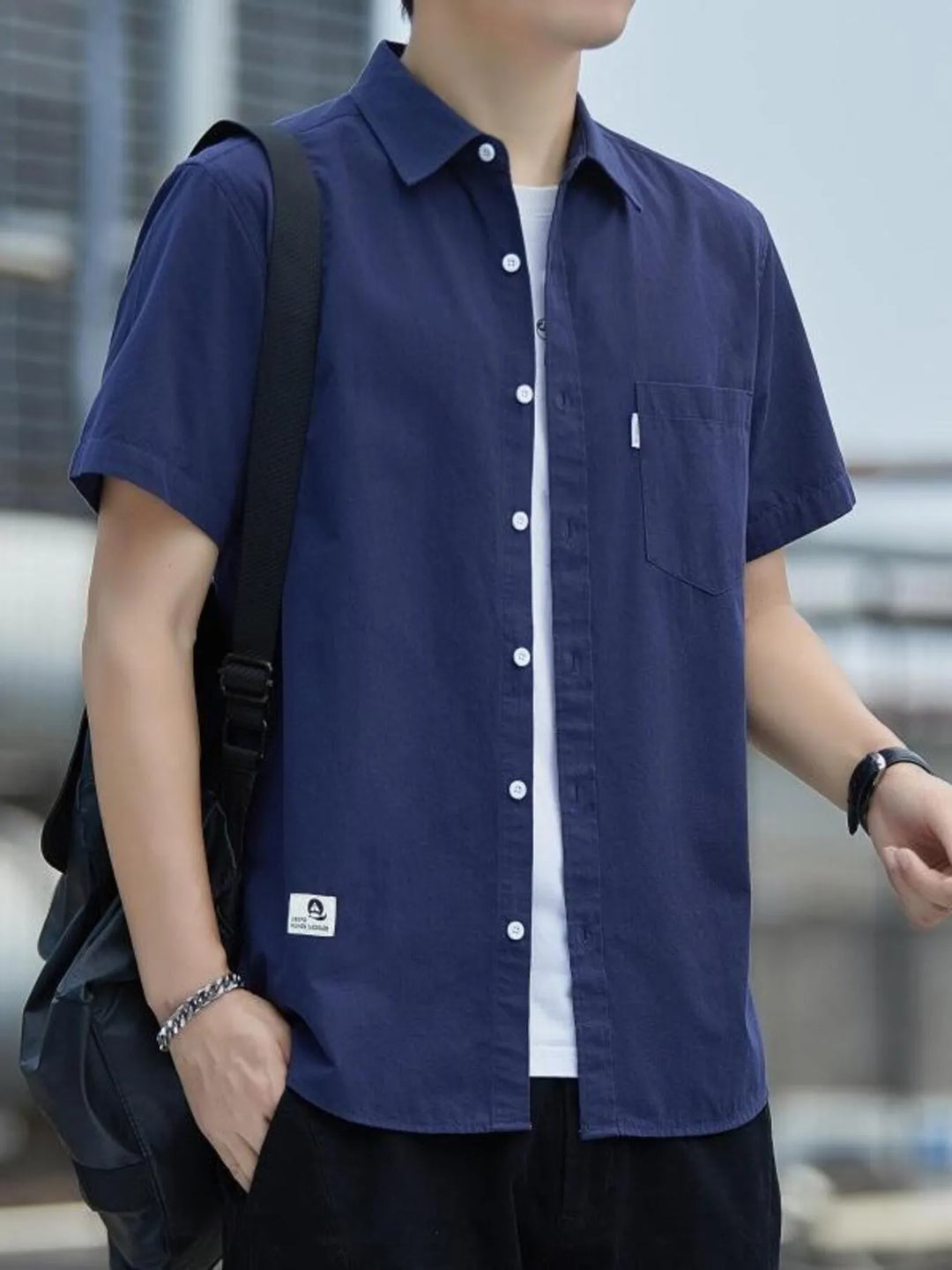 Men's Plus Size Short Sleeve Button-Up Casual Shirt