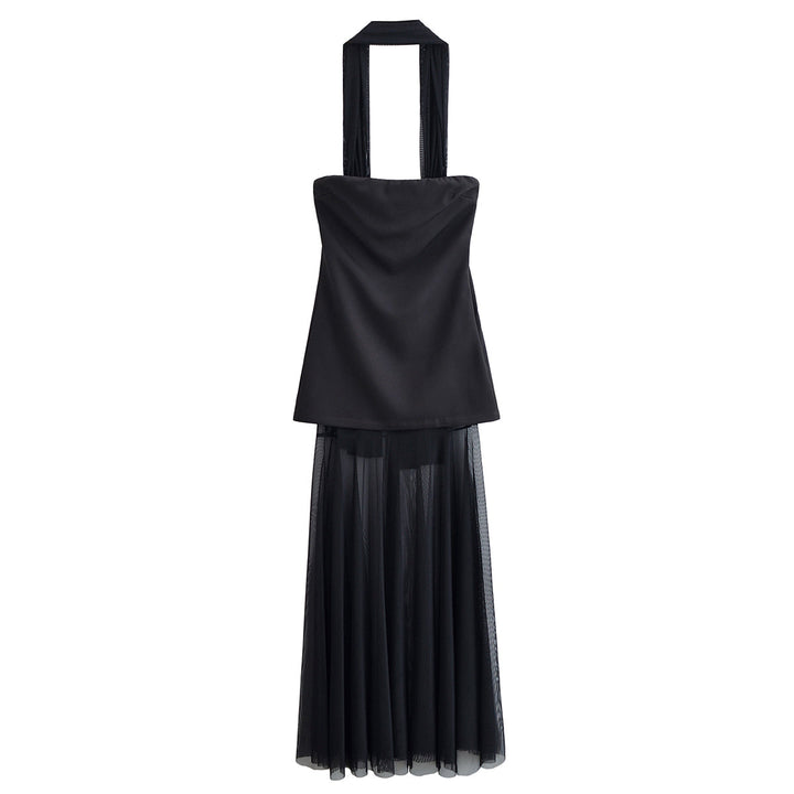 Women Clothing Autumn off the Shoulder Tube Top Stitching Design Dress