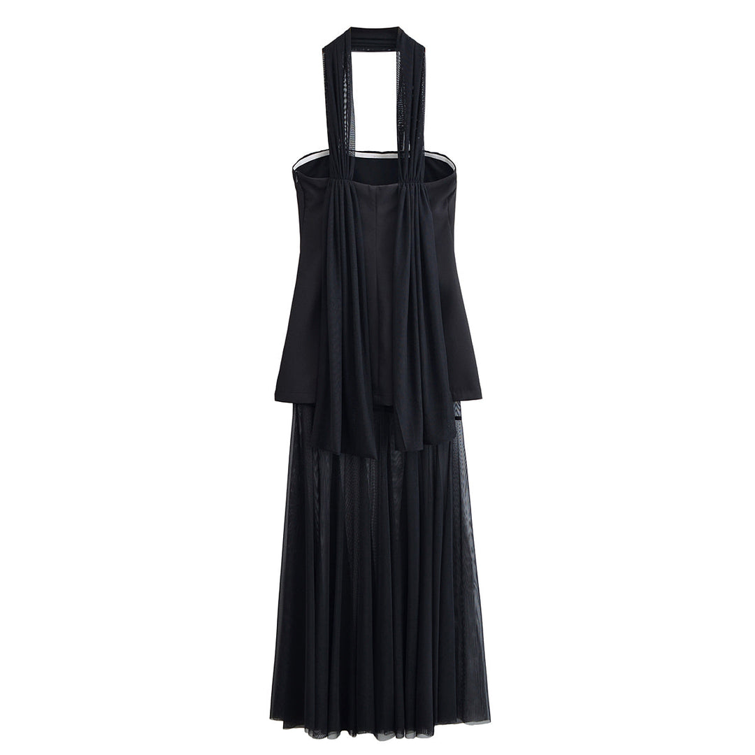 Women Clothing Autumn off the Shoulder Tube Top Stitching Design Dress