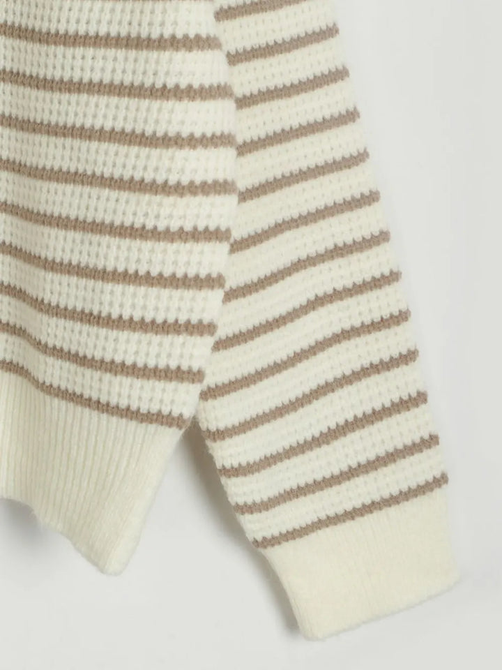 Striped Half Zip Long Sleeve Sweater