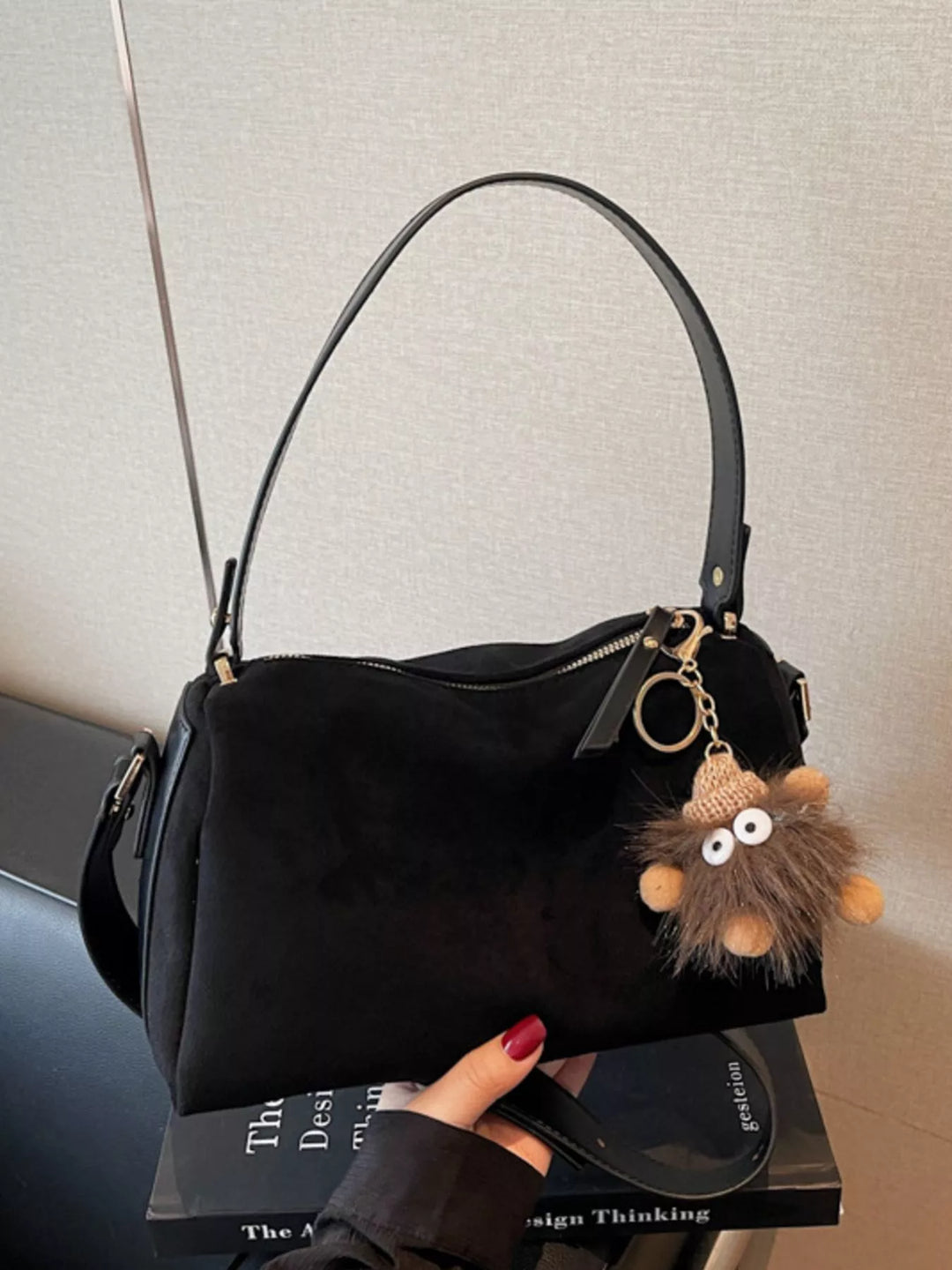 Crossbody Bag with Furry Charm