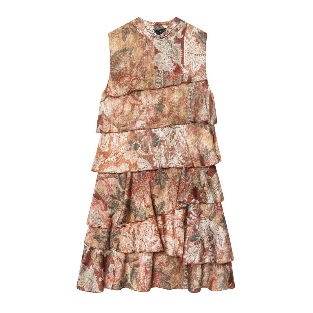 Fall Women Clothing Printing Laminated Decoration Mini Dress