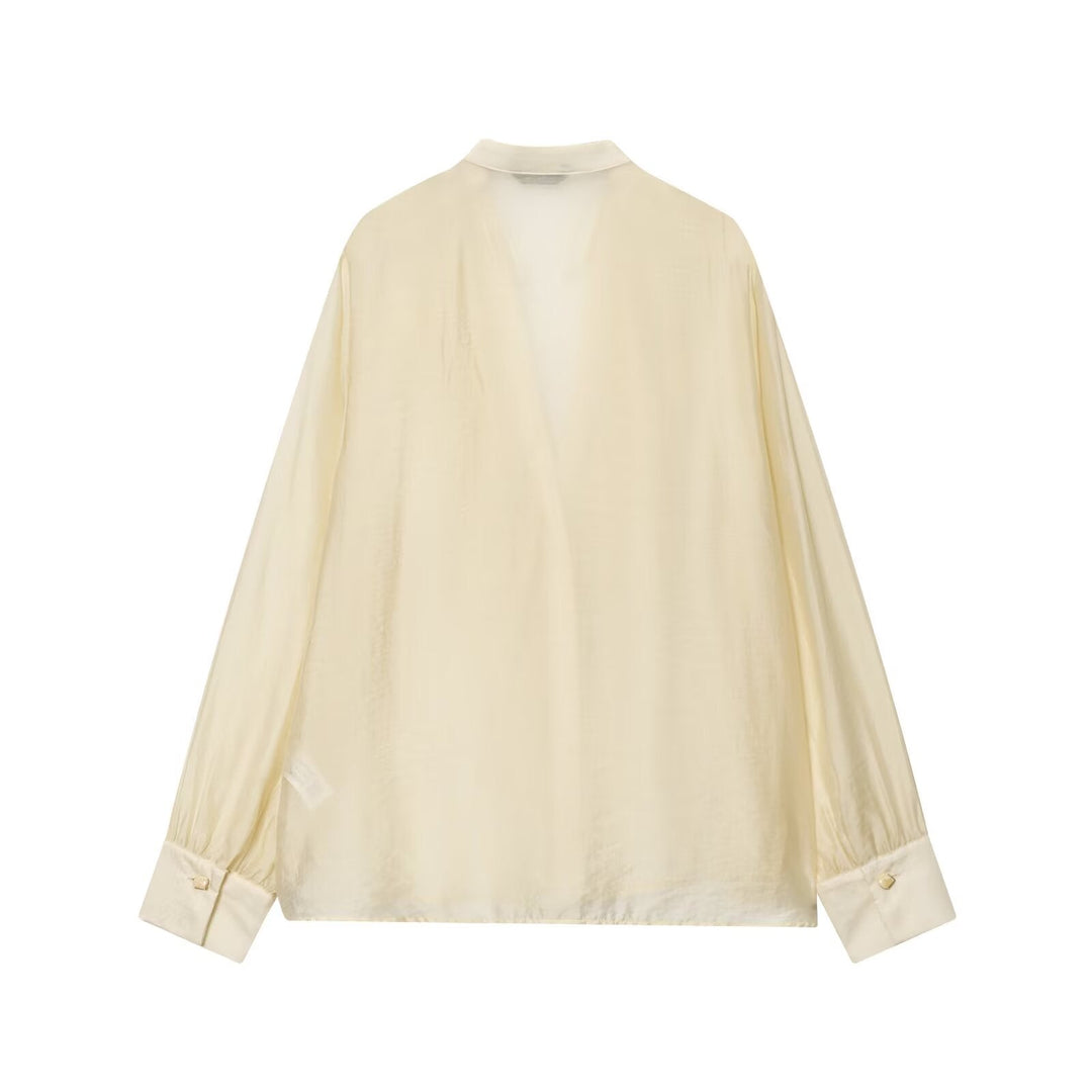 Fall WomenClothing Laminated Decoration Bow Shirt
