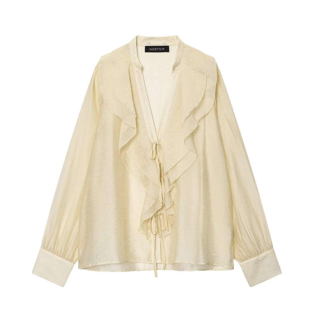 Fall WomenClothing Laminated Decoration Bow Shirt