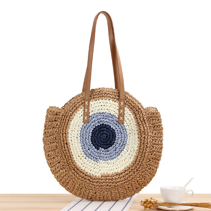 Simple round One Shoulder Straw Bag Woven Bag Beach Bag Women Bag Straw Bag