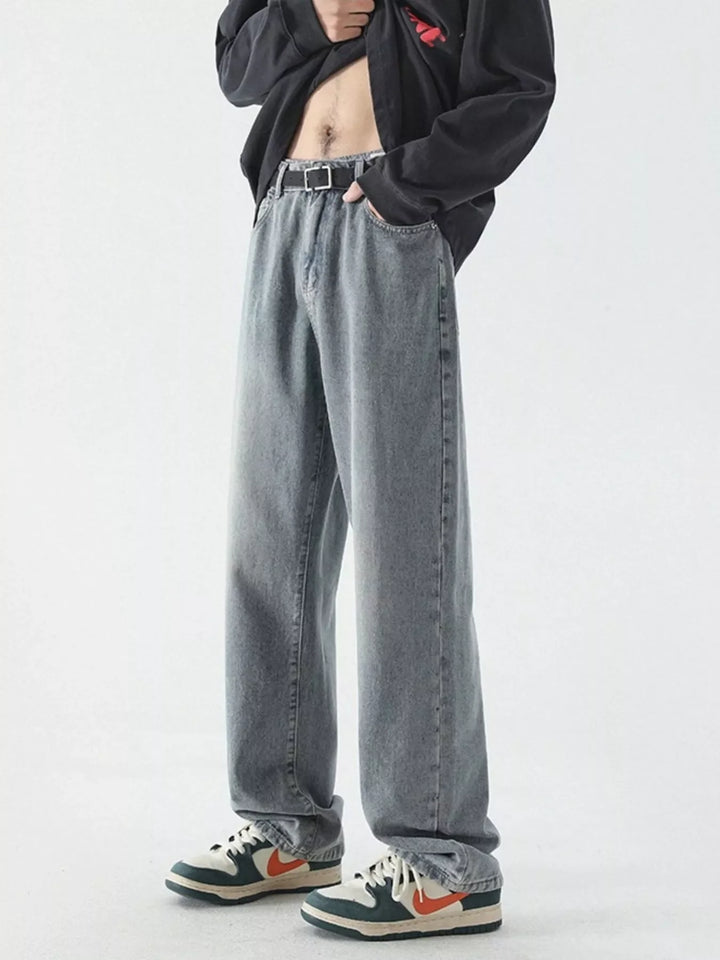 Men's Full Size Vintage Wash Wide Leg Jeans Plus Size