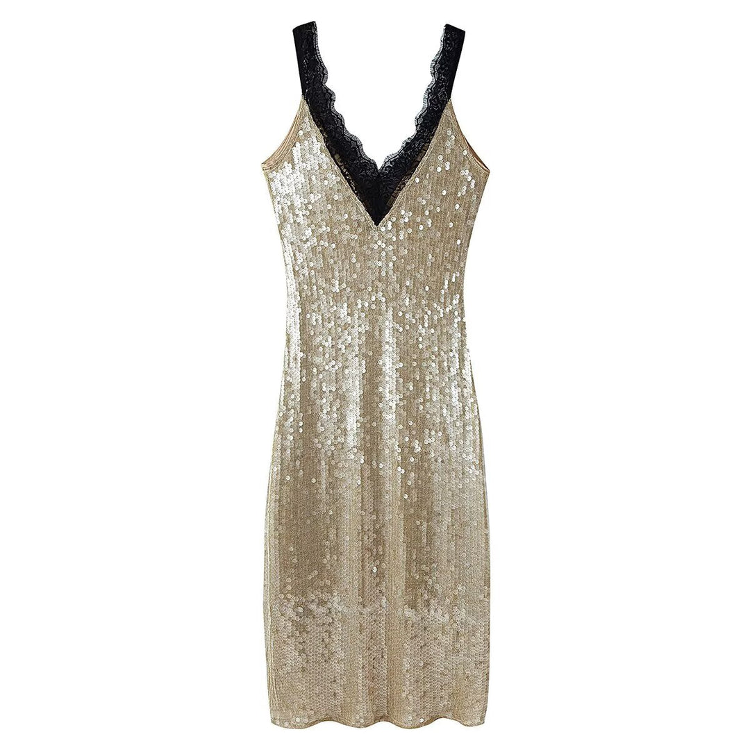 Women Clothing Top Beads Decoration Lace Dress