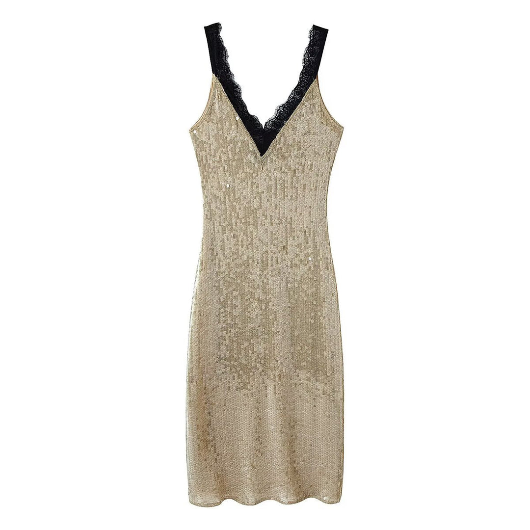 Women Clothing Top Beads Decoration Lace Dress