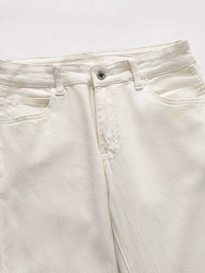 Men's Slim Straight Jeans with Snap Detail