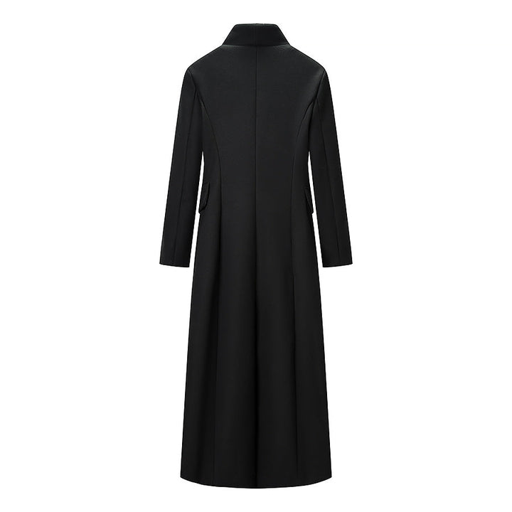 Women Solid Color Slim One Button Long Long Sleeve Collared Coat