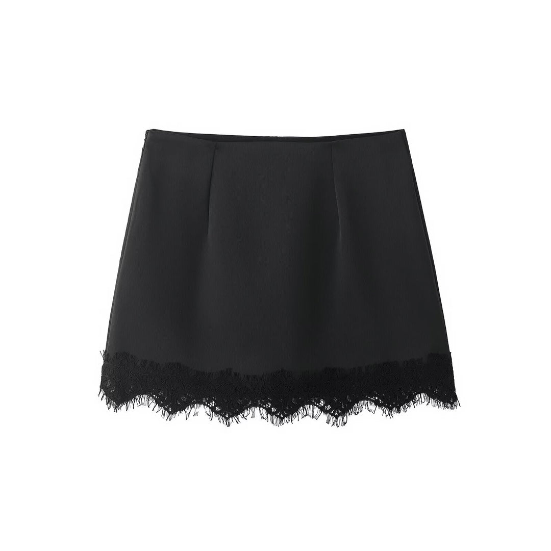 Autumn Winter Lace Hem Skirt Culottes