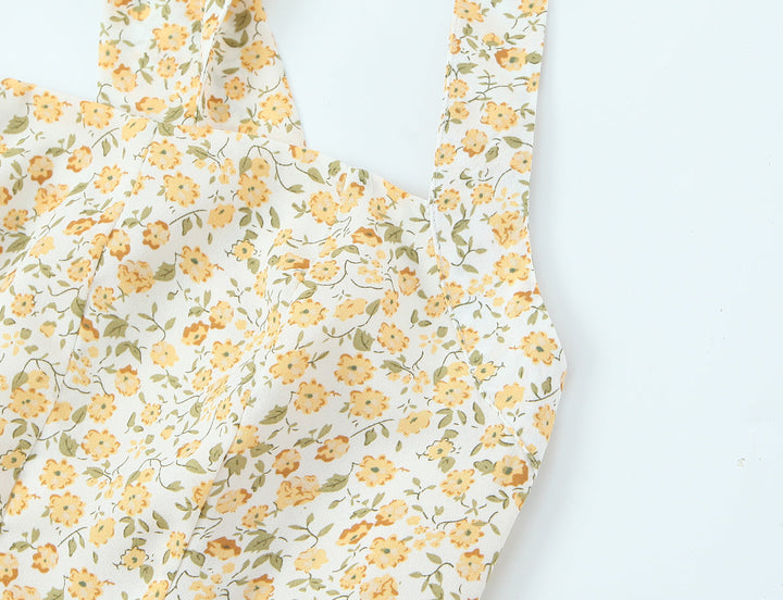 French Vintage Small Floral Printed Sexy Halter Dress Summer Waist Controlled Slim Fit Slimming Holiday Short Dress